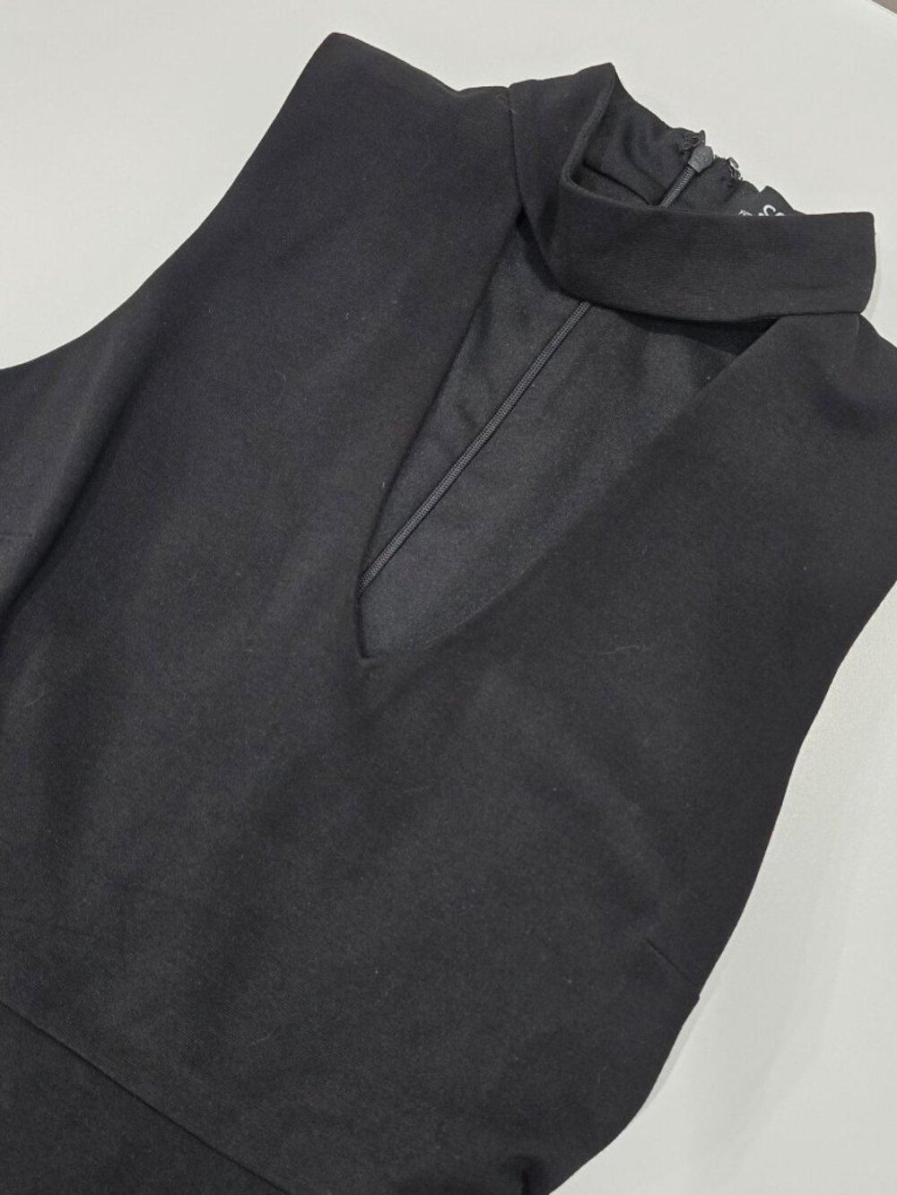 Lulus ✦ Mock Neck Skater A-Line Dress ✦ Black Sleeveless Keyhole Cutout Size S - Picture 10 of 13